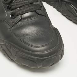 Alexander McQueen Black Leather Oversized Trainer Sneakers Size 39.5