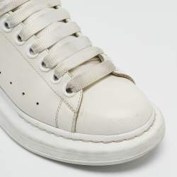 Alexander McQueen White Leather Oversized Lace Up Sneakers Size 37
