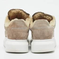 Alexander McQueen Beige Shearling and Suede Oversized Low Top Sneakers Size 35