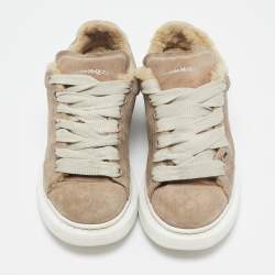 Alexander McQueen Beige Shearling and Suede Oversized Low Top Sneakers Size 35