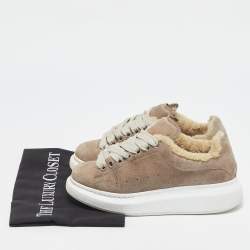 Alexander McQueen Beige Shearling and Suede Oversized Low Top Sneakers Size 35