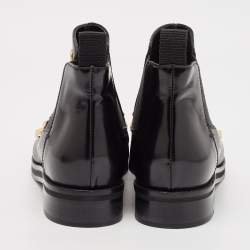 Alexander McQueen Black Leather Studded Ankle Length Boots Size 37