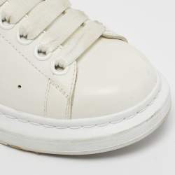 Pre Owned Alexander McQueen White/Black Leather Larry Sneakers Size 35