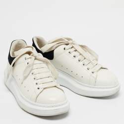 Pre Owned Alexander McQueen White/Black Leather Larry Sneakers Size 35