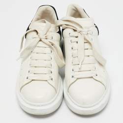Pre Owned Alexander McQueen White/Black Leather Larry Sneakers Size 35