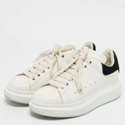 Pre Owned Alexander McQueen White/Black Leather Larry Sneakers Size 35