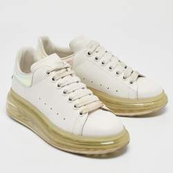 Alexander McQueen White/Iridescent Leather Oversized Sneakers Size 39