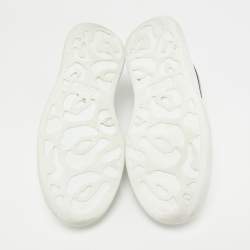 Alexander McQueen White/Metallic Leather Oversized Lace Up Sneakers Size 38.5
