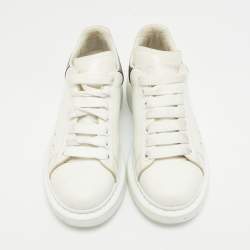 Alexander McQueen White/Metallic Leather Oversized Lace Up Sneakers Size 38.5