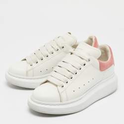 Alexander McQueen White/Pink Suede and Leather Oversized Sneakers Size 36