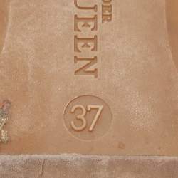 Pre Owned Alexander McQueen Orange Leather Skull City Ballet Flats Size 37