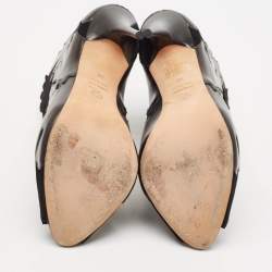 Alexander McQueen Black Leather and Suede Ankle Length Boots Size 38