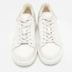 Alexander McQueen White/Grey Suede and Leather Oversized Sneakers Size 37