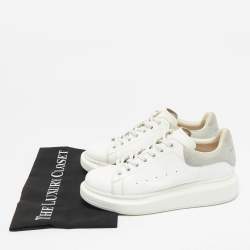 Alexander McQueen White/Grey Suede and Leather Oversized Sneakers Size 37