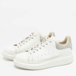 Alexander McQueen White/Grey Suede and Leather Oversized Sneakers Size 37