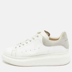 Alexander McQueen White/Grey Suede and Leather Oversized Sneakers Size 37