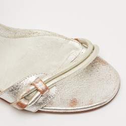 Alexander McQueen Silver Leather Ankle Strap Sandals Size 37