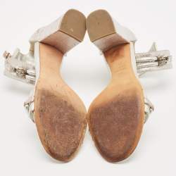Alexander McQueen Silver Leather Ankle Strap Sandals Size 37
