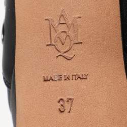 Alexander McQueen Black Leather Eyelet Trim Curve Heel Ankle Boots Size 37