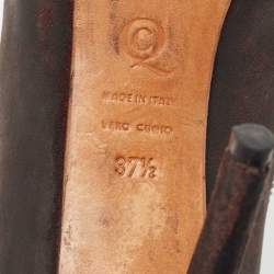 Alexander McQueen Brown Nubuck Leather Peep Toe Pumps Size 37.5
