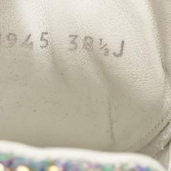 Pre Owned Alexander McQueen White/Metallic Leather Oversized Lace Up Sneakers Size 38.5