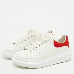 Alexander McQueen White/Red Leather Oversized Sneakers Size 39