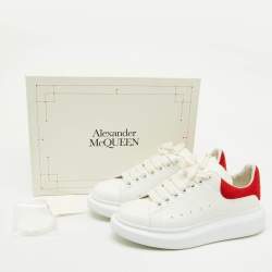 Alexander McQueen White/Red Leather Oversized Sneakers Size 39