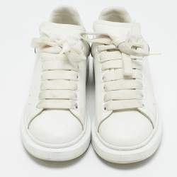 Alexander McQueen White/Silver Leather Oversized Sneakers Size 38.5