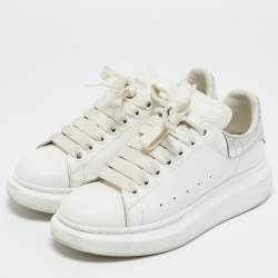 Alexander McQueen White/Silver Leather Oversized Sneakers Size 38.5