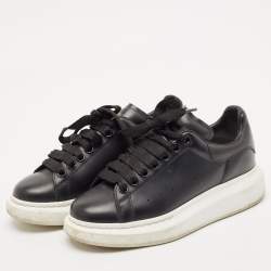 Alexander McQueen Black Leather Oversized Sneakers Size 37