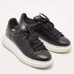 Alexander McQueen Black Leather Oversized Sneakers Size 37