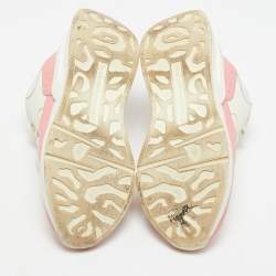 Pre Owned Alexander McQueen White/Red Leather And Mesh Oversized Runner Low Top Sneakers Size 39