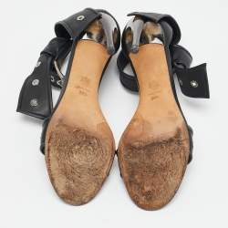 Alexander McQueen Black Leather Lana Razor Ankle Strap Sandals Size 39.5