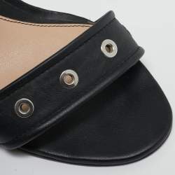 Alexander McQueen Black Leather Lana Razor Ankle Strap Sandals Size 39.5