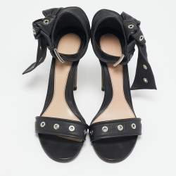 Alexander McQueen Black Leather Lana Razor Ankle Strap Sandals Size 39.5