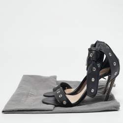 Alexander McQueen Black Leather Lana Razor Ankle Strap Sandals Size 39.5