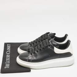 Alexander McQueen Black Leather Oversized Low Top Sneakers Size 41.5