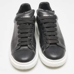 Alexander McQueen Black Leather Oversized Low Top Sneakers Size 41.5