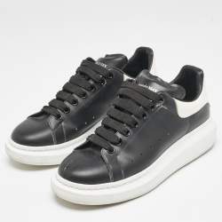 Alexander McQueen Black Leather Oversized Low Top Sneakers Size 41.5