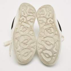 Alexander McQueen Black/White Leather and Suede Oversized Lace Up Sneakers Size 38