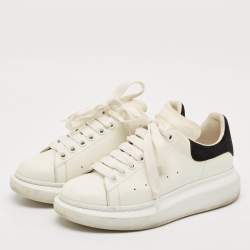 Alexander McQueen Black/White Leather and Suede Oversized Lace Up Sneakers Size 38