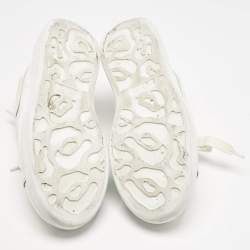 Alexander McQueen White Fur and  Leather Oversized  Sneakers Size 40