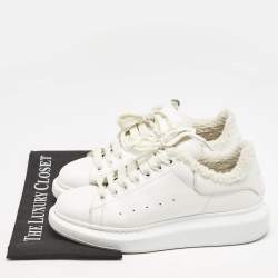 Alexander McQueen White Fur and  Leather Oversized  Sneakers Size 40