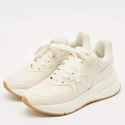Alexander McQueen White/Pink Leather Chunky Sneakers Size 38