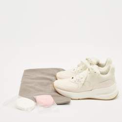 Alexander McQueen White/Pink Leather Chunky Sneakers Size 38