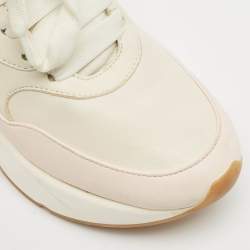 Alexander McQueen White/Pink Leather Chunky Sneakers Size 38