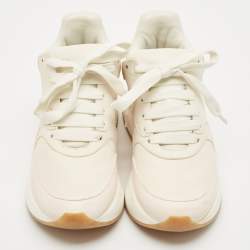Alexander McQueen White/Pink Leather Chunky Sneakers Size 38