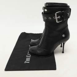 Alexander McQueen Black Leather Ankle Length Boots Size 36