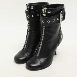 Alexander McQueen Black Leather Ankle Length Boots Size 36