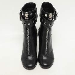 Alexander McQueen Black Leather Ankle Length Boots Size 36
